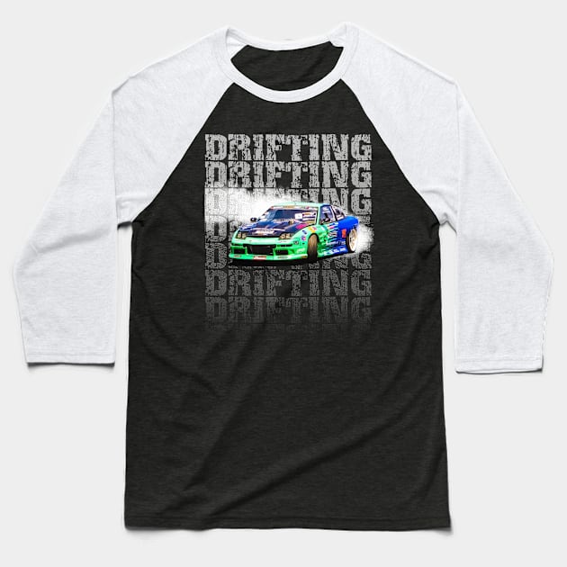 Drifting Drift Car Design Baseball T-Shirt by allovervintage